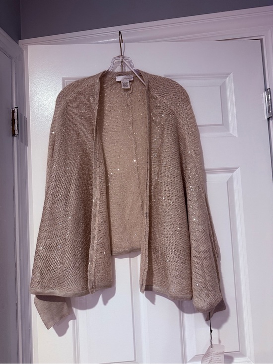 Spiegel Sweaters - Spiegel Cream Sequin Open-Front Cardigan